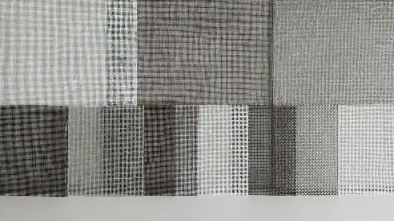 Different screen mesh types compared side by side